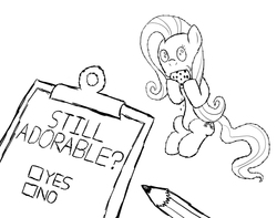 Size: 1177x928 | Tagged: safe, fluttershy, g4, clipboard, cookie, female, monochrome, pencil, science, sketch, solo