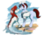 Size: 647x499 | Tagged: safe, artist:60-six, oc, oc only, hippocampus, merpony, blank flank, boop, bracelet, clothes, eye contact, noseboop, sailor, sailor uniform, unshorn fetlocks