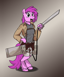 Size: 1200x1454 | Tagged: safe, artist:fluffsplosion, fluffy pony, anthro, anthro fluffy, attack on titan, cosplay, solo