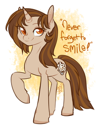 Size: 1280x1604 | Tagged: safe, artist:clovercoin, oc, oc only, oc:mocha delight, smiling, solo