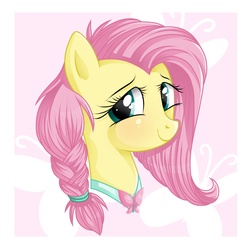 Size: 2000x2000 | Tagged: safe, artist:vird-gi, fluttershy, g4, alternate hairstyle, braid, female, portrait, smiling, solo