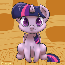 Size: 1000x1000 | Tagged: safe, artist:draneas, twilight sparkle, alicorn, pony, g4, chibi, cute, female, fluffy, looking at you, mare, sitting, smiling, solo, twilight sparkle (alicorn)