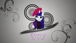 Size: 2560x1440 | Tagged: safe, artist:zoxxiify, rarity, g4, beatnik rarity, beret, clothes, female, hat, solo, vector, wallpaper