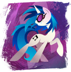 Size: 901x916 | Tagged: safe, artist:rariedash, dj pon-3, vinyl scratch, pony, unicorn, g4, cutie mark, cutie mark background, female, grin, hooves, horn, lineless, mare, raised hoof, smiling, solo, sunglasses, teeth