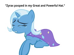 Size: 4000x3000 | Tagged: safe, trixie, pony, unicorn, g4, bronybait, cape, clothes, crying, female, filly, filly trixie, great and powerful, implied pooping, mare, monkeydzyrax, sad, sad pony, solo, text, trixie's cape, trixiebuse, younger