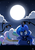 Size: 700x1000 | Tagged: safe, artist:php56, princess celestia, princess luna, g4, backlighting, chibi, cute, moon, night