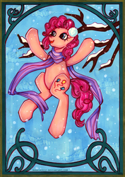 Size: 592x834 | Tagged: safe, artist:php174, pinkie pie, g4, clothes, female, portrait, scarf, snow, snowfall, solo, winter