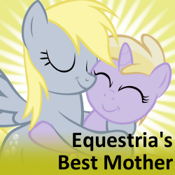 Size: 250x250 | Tagged: safe, artist:astringe, derpy hooves, dinky hooves, pegasus, pony, g4, cute, derpabetes, dinkabetes, duo, equestria's best mother, female, hug, mare, meta, mother and daughter, spoilered image joke