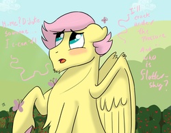 Size: 1616x1252 | Tagged: safe, artist:ordinarydraw, artist:when-we-say-goodbye, fluttershy, ask buttahscotch, g4, ask, blushing, butterscotch, rule 63, solo, tumblr