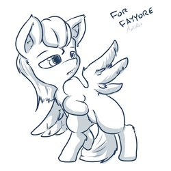 Size: 1000x1000 | Tagged: safe, artist:makoruu, oc, oc only, hybrid, pegasus, pony, monochrome, sketch, solo