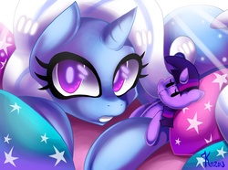 Size: 2428x1808 | Tagged: safe, artist:kaliptro, trixie, twilight sparkle, pony, unicorn, g4, female, lesbian, mare, plushie, ship:twixie, shipping, solo