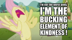 Size: 796x444 | Tagged: safe, fluttershy, g4, element of kindness, elements of harmony, flutterrage, image macro, irony, rage