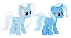 Size: 2050x1109 | Tagged: safe, edit, trixie, pony, unicorn, equestria girls, g4, comparison, equestria girls ponified, female, human pony trixie, mare, ponified, ponified humanized pony, simple background, white background