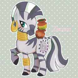 Size: 500x500 | Tagged: safe, artist:irislis44, zecora, zebra, g4, blushing, female, jar, pixiv, solo