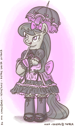 Size: 700x1170 | Tagged: safe, artist:king-kakapo, octavia melody, earth pony, pony, g4, 30 minute art challenge, bipedal, female, gothic lolita, lolita fashion, solo