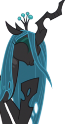 Size: 420x717 | Tagged: source needed, safe, queen chrysalis, changeling, changeling queen, g4, female, giggling, laughing, smiling, solo