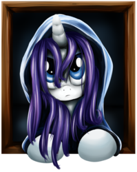 Size: 500x629 | Tagged: safe, artist:xioade, rarity, g4, clothes, female, hoodie, solo, wet, wet mane, wet mane rarity