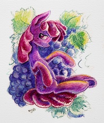 Size: 624x737 | Tagged: safe, artist:maytee, berry punch, berryshine, g4, female, food, micro, solo, traditional art