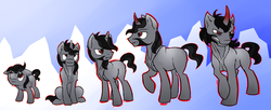 Size: 4234x1726 | Tagged: safe, artist:wolframclaws, king sombra, g4, age progression, angry, colt, male, stallion, teenager, younger