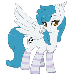 Size: 900x960 | Tagged: safe, artist:sugarcup, oc, oc only, pegasus, pony, clothes, socks, solo, striped socks