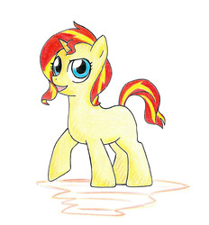 Size: 950x1024 | Tagged: safe, artist:mornincloud, sunset shimmer, pony, unicorn, g4, female, filly, filly sunset shimmer, solo, younger