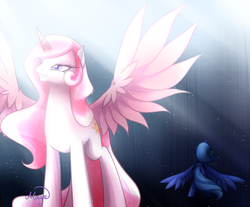 Size: 1120x929 | Tagged: safe, artist:lethalauroramage, princess celestia, princess luna, g4, pink-mane celestia, younger