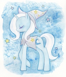 Size: 1440x1664 | Tagged: safe, artist:trefleix, trixie, pony, unicorn, g4, female, mare, solo, traditional art