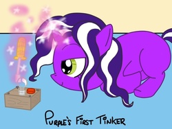 Size: 800x600 | Tagged: safe, artist:cptscoot, oc, oc only, oc:purple tinker, pony, cute, dexter's laboratory, female, filly, ponified, solo