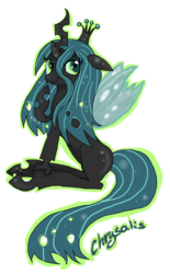 Size: 2520x4060 | Tagged: safe, artist:moekonya, queen chrysalis, changeling, changeling queen, g4, crown, female, jewelry, regalia, solo