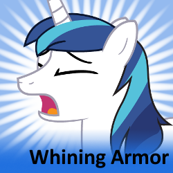 Size: 250x250 | Tagged: safe, shining armor, pony, unicorn, g4, crying, crying armor, male, meta, sad, sad armor, solo, spoilered image joke, stallion, whining, whining armor