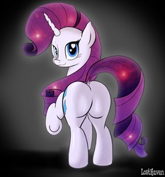 Size: 1280x1373 | Tagged: safe, artist:thesleepingpony, rarity, pony, unicorn, g4, butt, dock, female, heart, looking at you, plot, rearity, solo