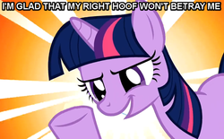 Size: 608x378 | Tagged: safe, edit, edited screencap, screencap, twilight sparkle, pony, unicorn, g4, caption, female, image macro, innuendo, mare, solo