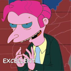 Size: 840x844 | Tagged: safe, artist:youwillneverkno, pinkie pie, g4, comic sans, male, montgomery burns, the simpsons