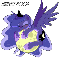 Size: 1000x1000 | Tagged: safe, artist:30clock, princess luna, alicorn, pony, g4, blushing, cute, eyes closed, female, happy, harvest moon, lunabetes, mare, moon, open mouth, simple background, solo, tangible heavenly object, transparent background