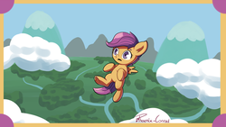 Size: 1280x720 | Tagged: safe, artist:phoenix-conrad, scootaloo, g4, female, scootaloo can't fly, solo