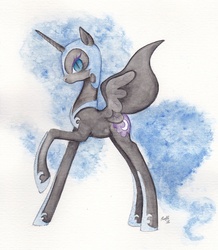 Size: 1000x1146 | Tagged: safe, artist:trefleix, nightmare moon, g4, female, solo, traditional art