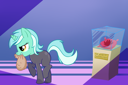 Size: 1500x1000 | Tagged: safe, artist:madmax, lyra heartstrings, pony, unicorn, g4, catsuit, female, hand, mare, sneaking suit, solo, thief