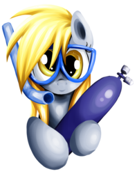 Size: 500x631 | Tagged: safe, artist:xioade, derpy hooves, pegasus, pony, g4, female, mare, oxygen tank, snorkel, solo