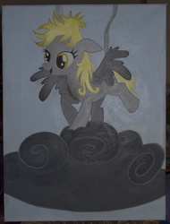 Size: 2639x3464 | Tagged: safe, artist:blindfaith-boo, derpy hooves, pegasus, pony, g4, female, mare, painting, solo, traditional art