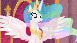 Size: 640x356 | Tagged: safe, artist:mysteryben, princess celestia, alicorn, pony, epic rage time, g4, animated, female, gif, mare, mother of celestia, mother of god, mother of me, reaction image, show accurate, solo, spread wings