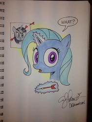 Size: 768x1024 | Tagged: safe, artist:andy price, trixie, twilight sparkle, g4, dartboard of hate, darts, traditional art