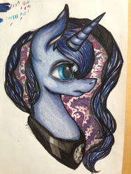 Size: 480x640 | Tagged: safe, artist:sacchariferouscherry, princess luna, g4, female, solo, traditional art