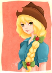 Size: 550x778 | Tagged: safe, artist:mikuen-drops, applejack, human, g4, female, humanized, solo