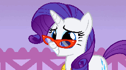 Size: 960x540 | Tagged: safe, screencap, rarity, pony, unicorn, g4, season 1, suited for success, animated, blinking, female, glasses, measuring tape, rarity's glasses, smiling, solo