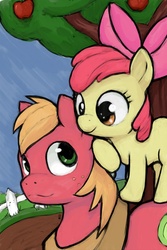 Size: 1200x1800 | Tagged: safe, artist:inkwel-mlp, apple bloom, big macintosh, earth pony, pony, g4, male, stallion