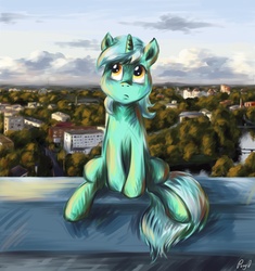 Size: 4700x5000 | Tagged: safe, artist:pponyoo, lyra heartstrings, pony, unicorn, g4, absurd resolution, building, female, kaliningrad, pony on earth, russia, solo, vertigo