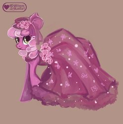 Size: 1024x1034 | Tagged: dead source, safe, artist:meownyo, cheerilee, earth pony, pony, g4, clothes, dress, female, mare, solo