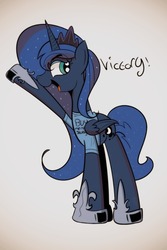 Size: 853x1280 | Tagged: dead source, safe, artist:turtlefarminguy, princess luna, g4, clothes, female, magic shirt, shirt, solo, t-shirt