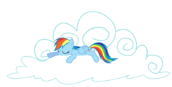 Size: 1400x709 | Tagged: safe, artist:uxyd, rainbow dash, pegasus, pony, g4, cloud, female, simple background, sleeping, sleepydash, solo, svg, transparent background, vector