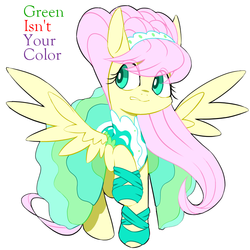 Size: 750x750 | Tagged: safe, artist:30clock, fluttershy, g4, green isn't your color, alternate hairstyle, clothes, dress, female, flutterbeautiful, modelshy, pixiv, solo
